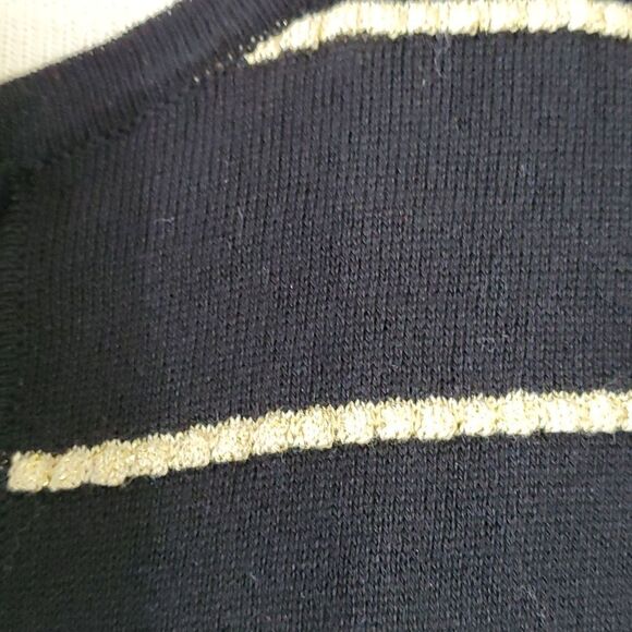 AUGUST SIlk sweater set, tank and button up. Size large. Black with gold strip. - Picture 2 of 10